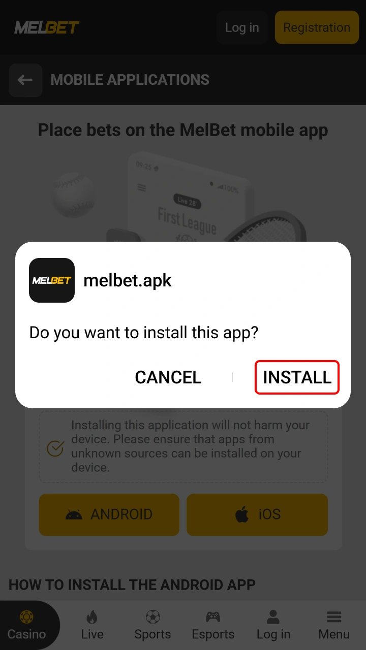 Install - Melbet screenshot