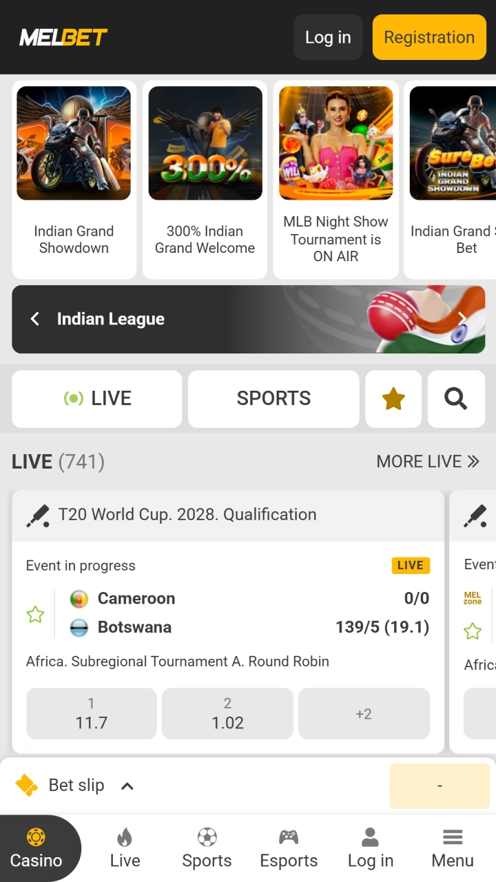 Open the form - Melbet screenshot
