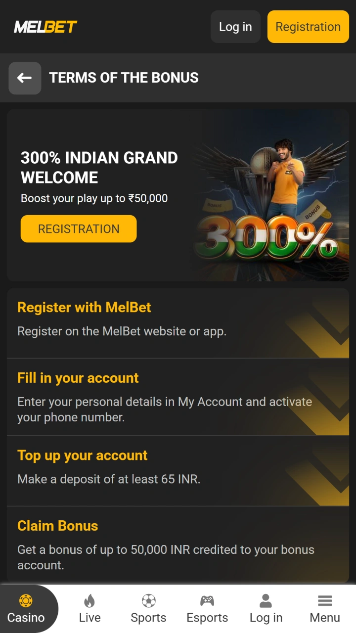 Finish sign up - Melbet screenshot